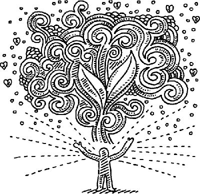 Drawing of person in front of tree Drawing of person in front of tree universe has a vibration